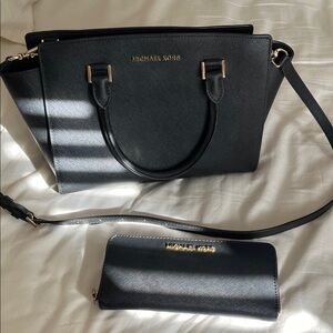 Michael Kors Black Satchel and Wallet Set